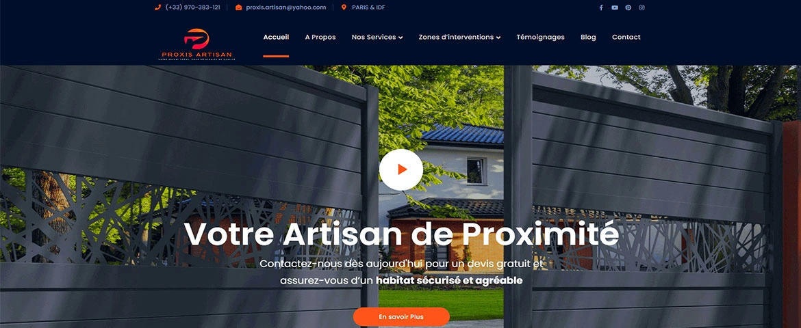 Création d’un site vitrine – Proxis Artisan